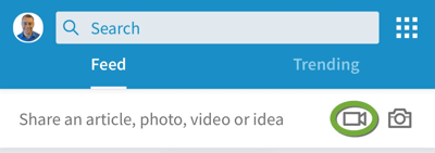 Cari ikon kamera video di aplikasi seluler LinkedIn.