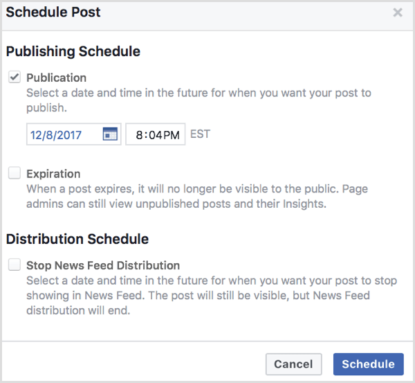 Facebook mengunggah posting jadwal video