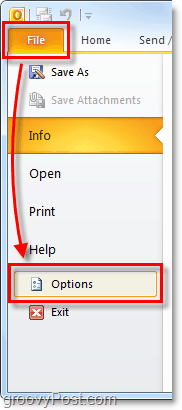 File> Opsi di Outlook 2010