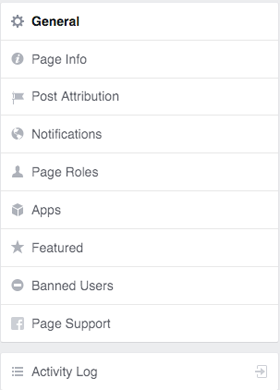 menu pengaturan halaman facebook