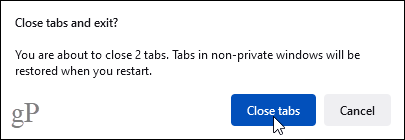 Tutup tab dan keluar dari dialog di Firefox