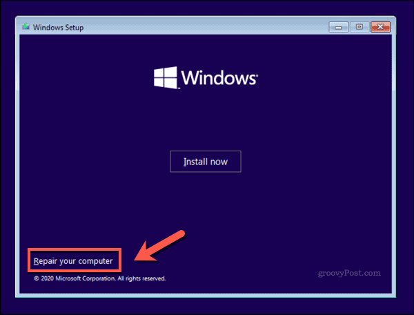Layar Penginstal Windows 10