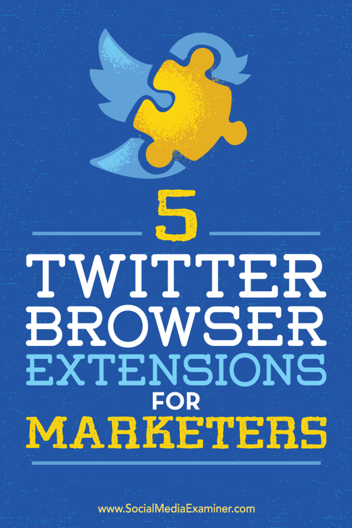 Kiat tentang lima ekstensi browser untuk membantu merampingkan pemasaran Twitter Anda.