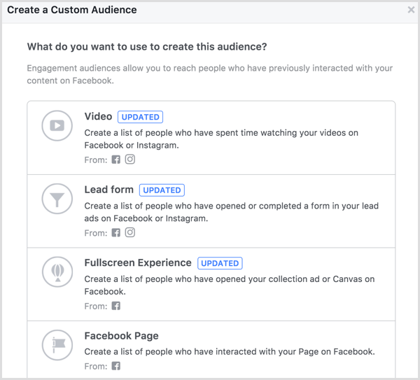 facebook membuat audiens kustom keterlibatan halaman