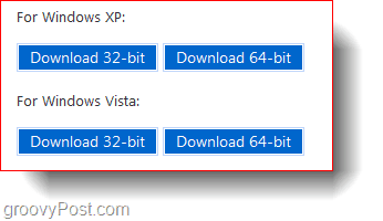 Pengunduhan Windows XP dan Windows Vista 32-bit dan 64-bit