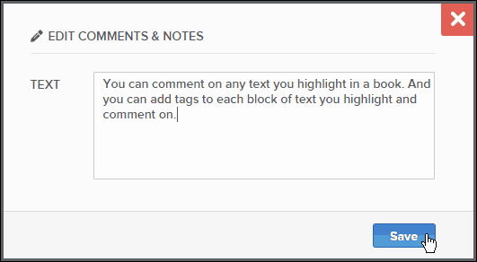 Edit kotak dialog Komentar & Catatan di antarmuka web BookFusion
