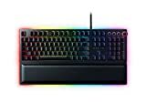 Keyboard Gaming Razer Huntsman Elite: Sakelar Keyboard Cepat - Sakelar Optik Linear - Pencahayaan Chroma RGB - Sandaran Tangan Mewah Magnetik - Tombol & Tombol Media Khusus - Hitam Klasik