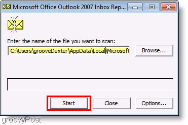 Screenshot - Outlook 2007 ScanPST Repair File