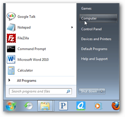 mulai menu komputer windows 7