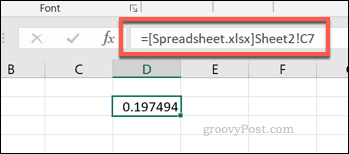 Referensi sel tunggal dari file spreadsheet Excel eksternal