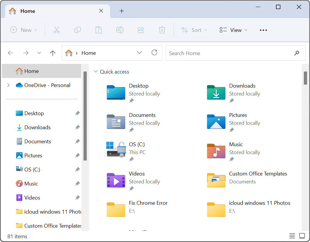 File Explorer Buka ke OneDrive 