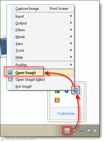 buka snagit dari system tray windows 7