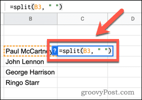 Menggunakan fungsi SPLIT di Google Spreadsheet