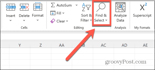 excel temukan & pilih