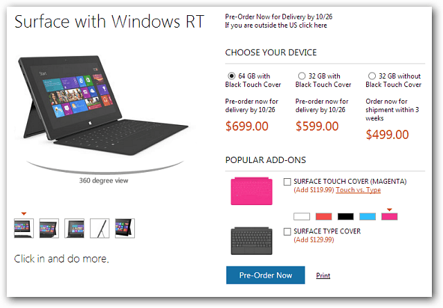 Microsoft Mengumumkan Harga Tablet Surface RT, Tersedia untuk Pre-Order