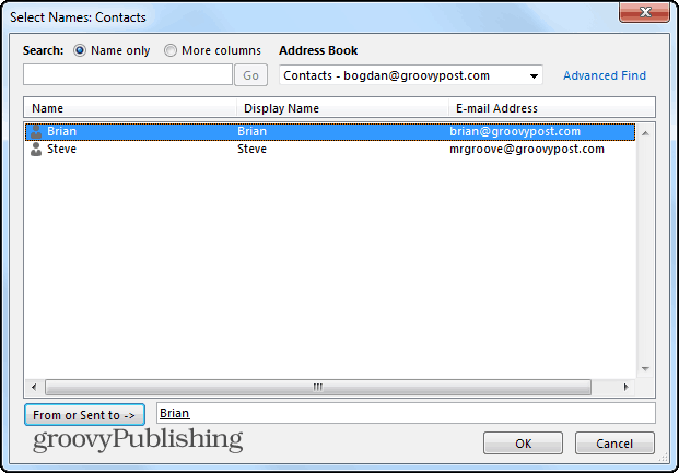 Folder pencarian Outlook 2013 dari spesifik