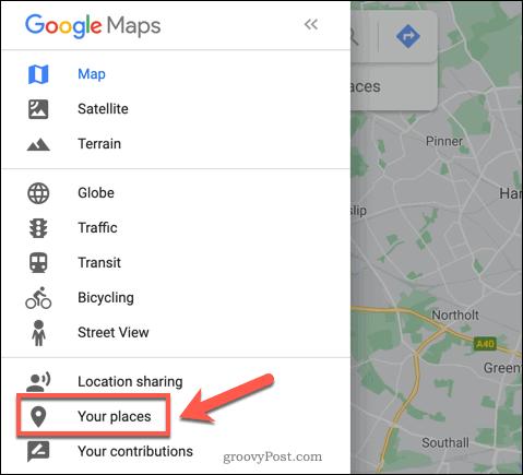 Google Maps opsi Tempat Anda