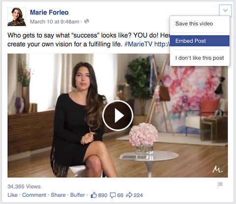 marie forleo video posting facebook
