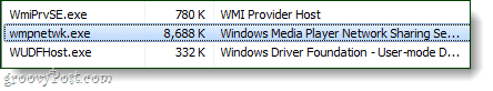 windows media player berbagi layanan jaringan di task manager