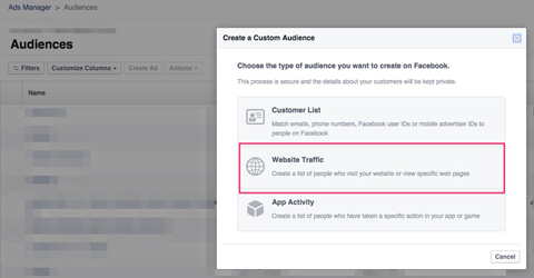 membuat facebook custom audience dari pengunjung website