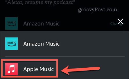 alexa pilih musik apel