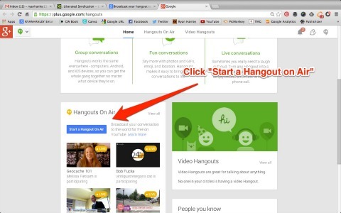 mengeklik siaran hangouts