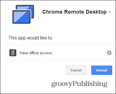 Chrome Remote Desktop PC mengotorisasi