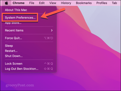 Buka menu System Preferences di Mac