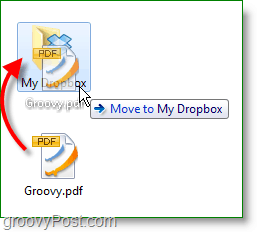 Tangkapan layar Dropbox - seret dan taruh file untuk membuat cadangannya secara online