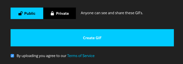 Atur GIF Anda ke Publik jika Anda ingin membagikannya di saluran media sosial Anda.