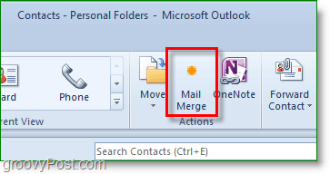 Tangkapan layar Outlook 2010 - klik gabungan surat