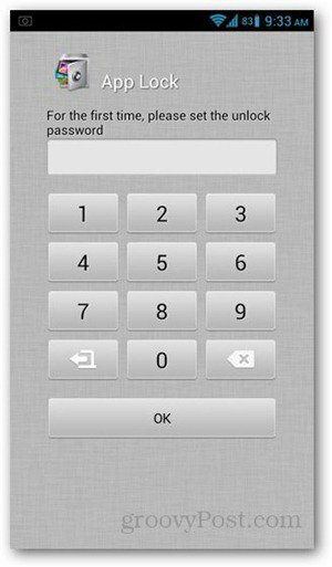 pin kunci aplikasi pertama