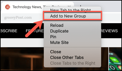 Menambahkan tab ke grup tab baru di Chrome