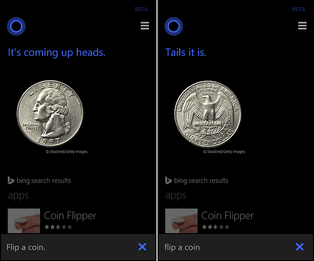 Cortana Membalik Koin