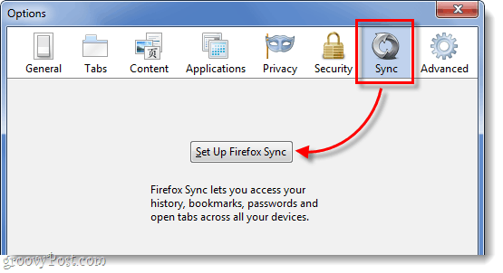 Sinkronkan tab pada Firefox 4 untuk mengatur sinkronisasi