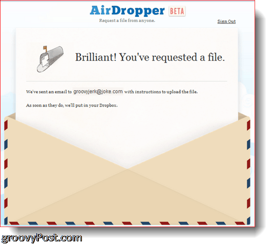 AirDropper Dropbox - File telah dikirim