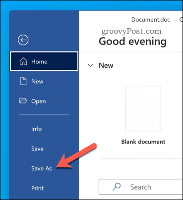 Menyimpan file di Word