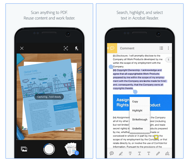 Adobe Scan adalah aplikasi iOS dan Android.