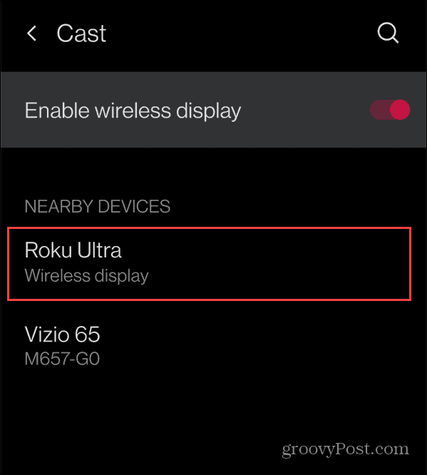 Perangkat Roku Cast Android