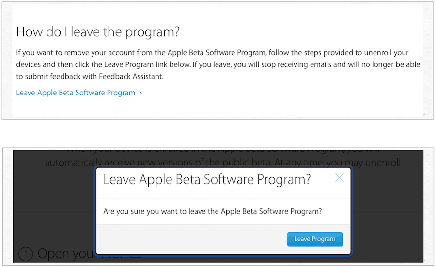 tinggalkan program apple beta