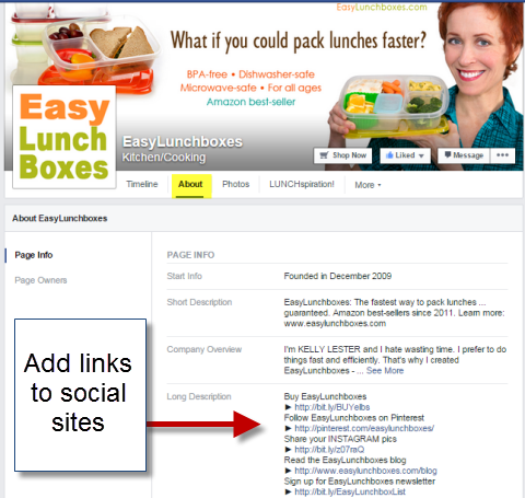 tautan sosial di sekitar bagian halaman facebook kotak makan siang yang mudah