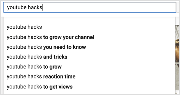 Pencarian YouTube untuk kata kunci yang relevan
