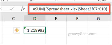 Rumus SUM Excel menggunakan rentang sel dari file Excel yang berbeda