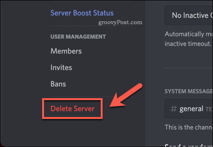 Opsi server discord delete