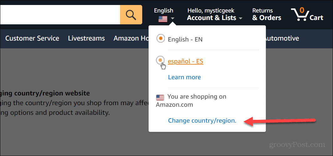 Ubah Bahasa di Amazon
