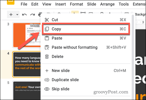 Menyalin slide Google Slide