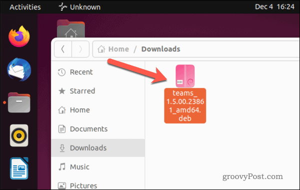 Buka file instalasi Microsoft Teams di Ubuntu