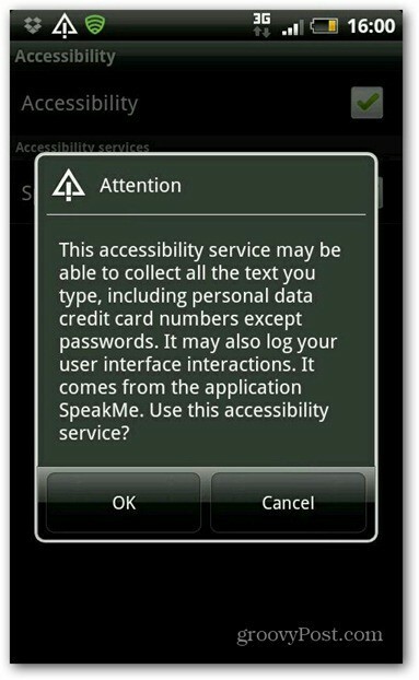 Memungkinkan akses SpeakMe untuk Android