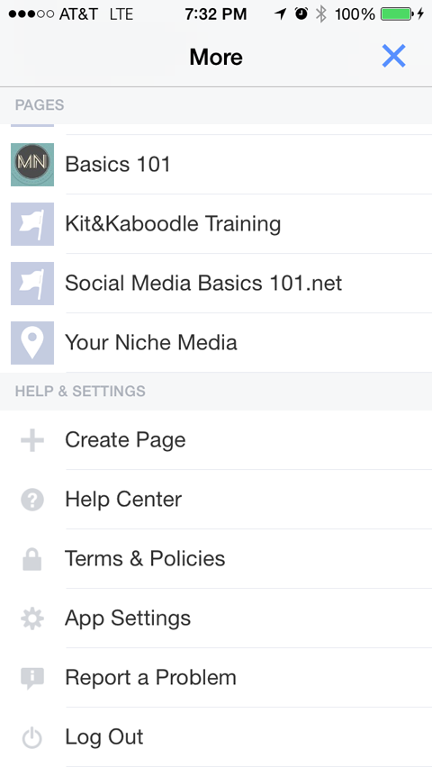 menu manajemen aplikasi halaman facebook
