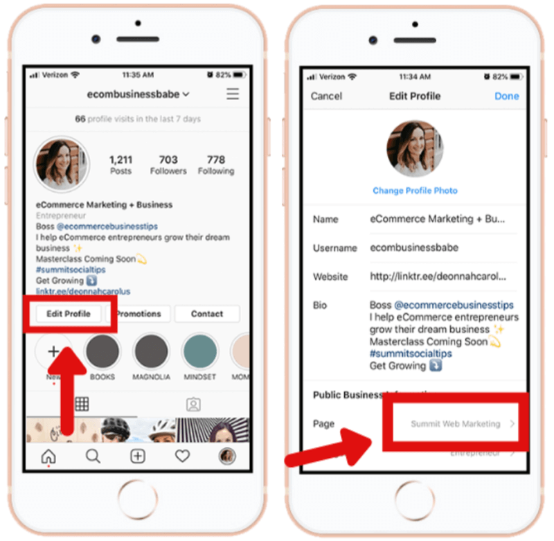 cara menghubungkan akun bisnis Instagram ke halaman Facebook di aplikasi Instagram